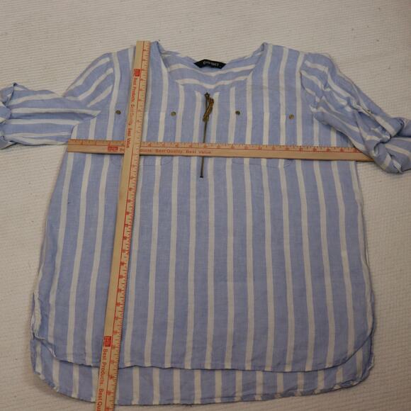Ellen Tracy Linen Top with 1/4 zip and pockets size L - Picture 5 of 6